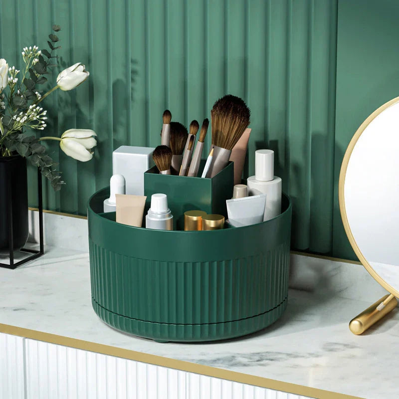 360 rotativa maquiagem desktop caixa de armazenamento cosméticos organizador grande capacidade para banheiro portátil batom maquiagem escova caneta titular