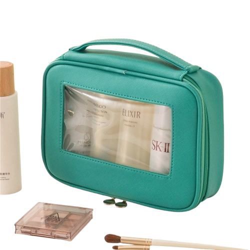 Necessaire de Maquiagem Portátil com Janela Transparente