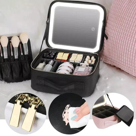 Maleta de Maquiagem com espelho e LED
