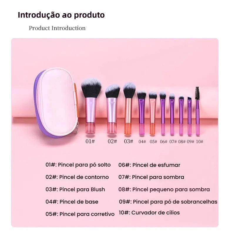 Conjunto de 10 pincéis + Bolsa para transporte