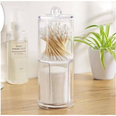 Kit De Organizador De Cosmético Maquiagem Acrílico Giratório 360º + Organizador Acrílico Porta Algodão E Cotonete 2 Em 1 Multifuncional